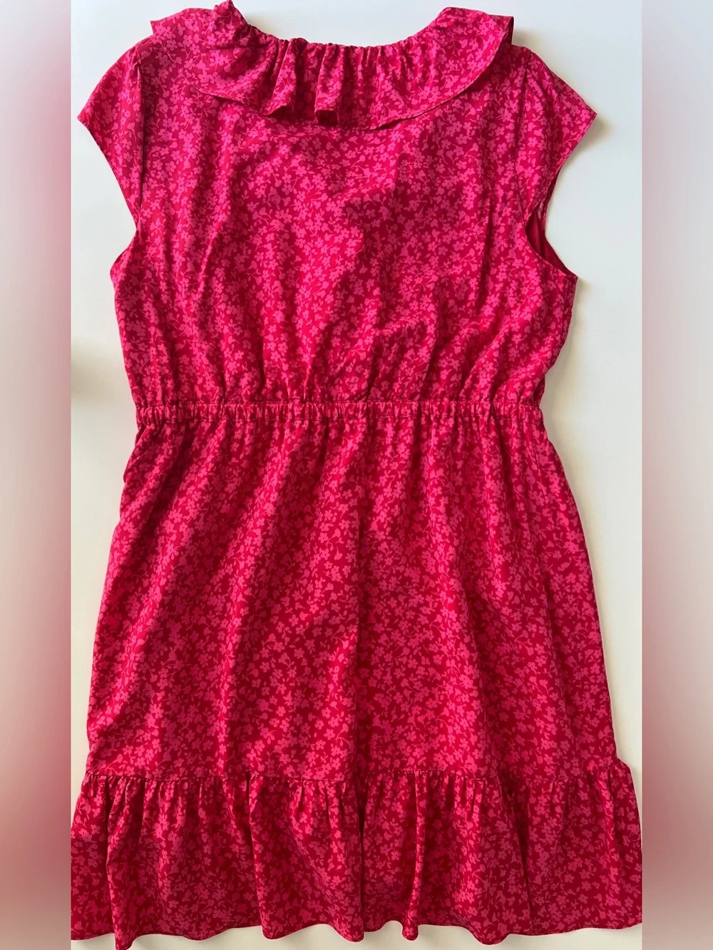J.Crew Pink Floral Ruffle Wrap V-Neck Dress Size 12 Tossed Bouquet Knee Length